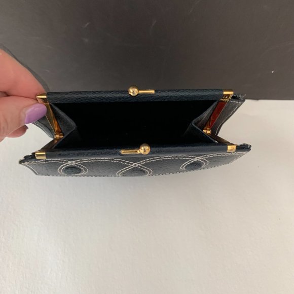 Vintage St. Thomas Navy Blue LEATHER PIG SKIN Wallet NEW TAG IS STILL ATTACHED - Picture 6 of 8